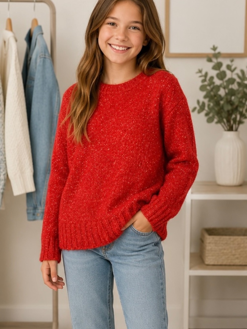 Like new Cat and Jack Red Sparkle Sweater l